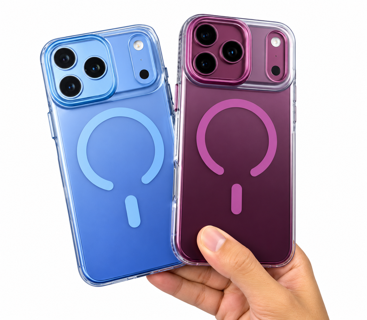 iPhone 18 Pro Max Shockproof Heavy Duty Matte Finish Semi-Transparent 'Augus' Series Case with Magsafe - Sky Blue