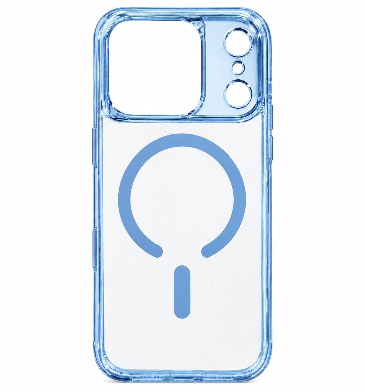 iPhone 18 Pro Max Crystal Clear Anti Yellowing Semi-Transparent Case with Camera Control Button & Magsafe - Sky Blue