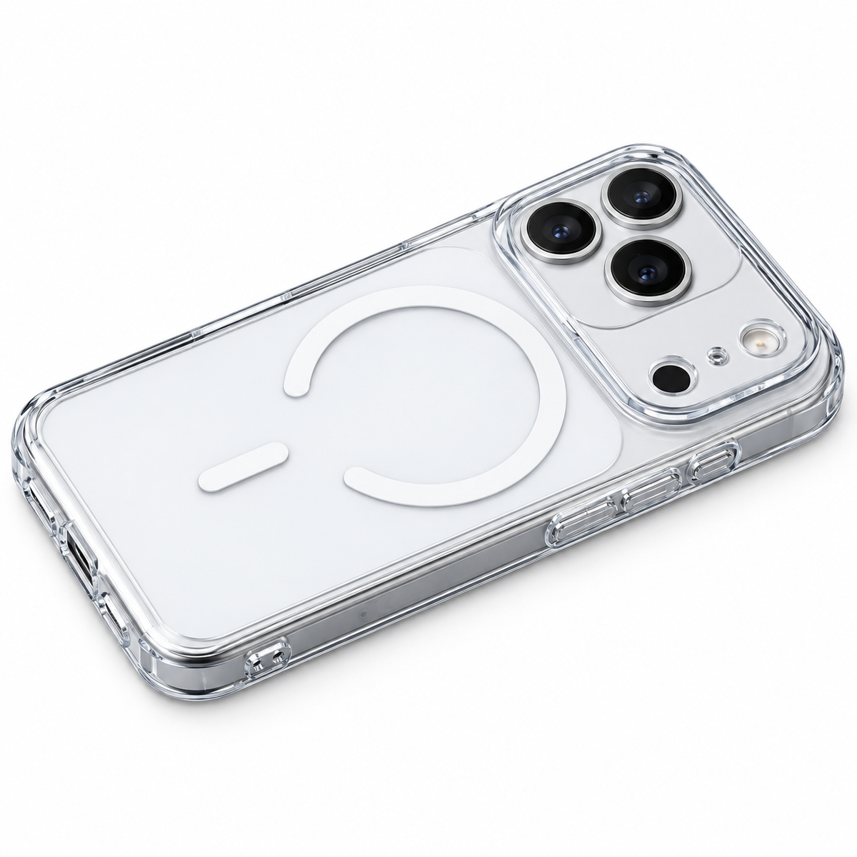 iPhone 18 Pro Max Crystal Clear Anti Yellowing Semi-Transparent Case with Camera Control Button & Magsafe - Clear