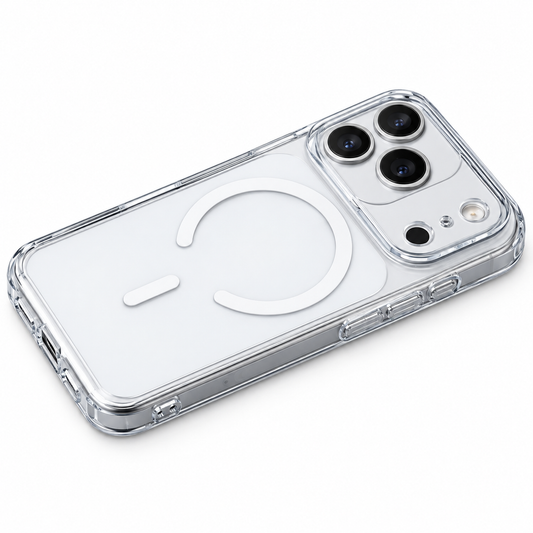 iPhone 18 Pro Max Crystal Clear Anti Yellowing Semi-Transparent Case with Camera Control Button & Magsafe - Clear