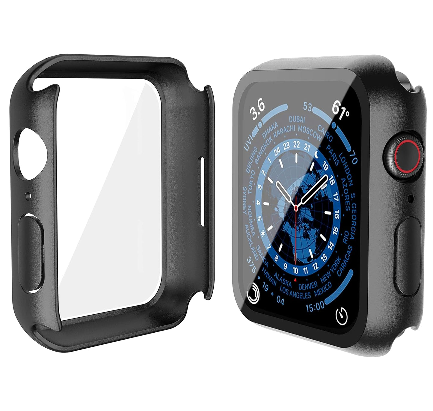 iWatch Bumper Cover for Built-in Screen Protector Full Coverage Hard PC Case for iWatch Series 7/ Series 8/Series 9 45MM