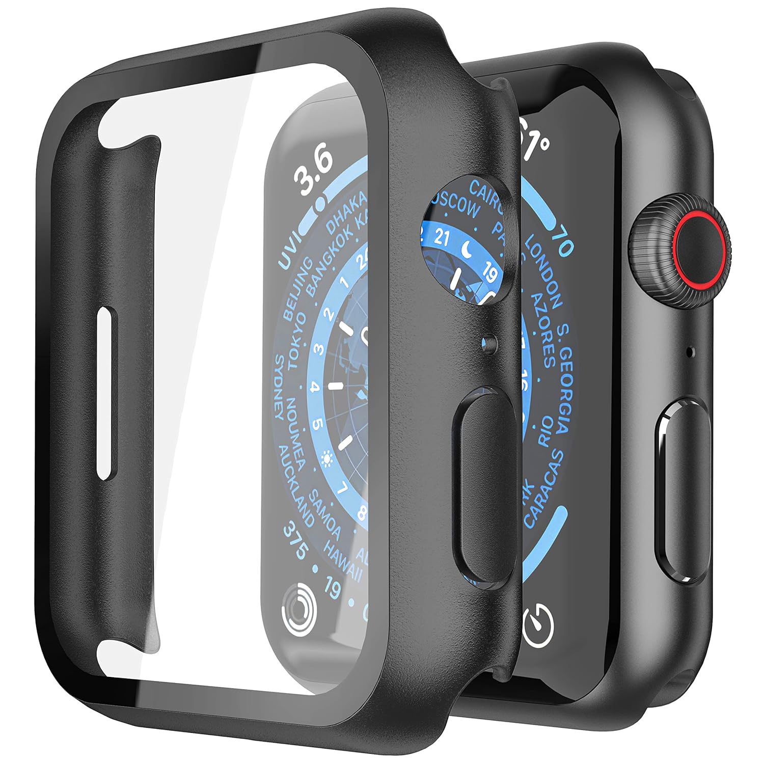 iWatch Bumper Cover for Built-in Screen Protector Full Coverage Hard PC Case for iWatch Series 7/ Series 8/Series 9 45MM