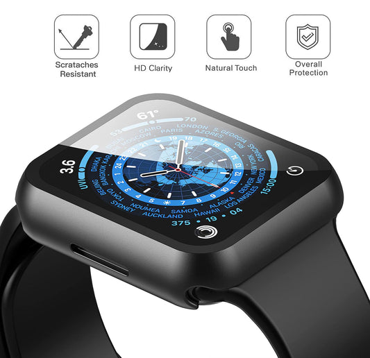 iWatch Bumper Cover for Built-in Screen Protector Full Coverage Hard PC Case for iWatch Series 7/ Series 8/Series 9 45MM