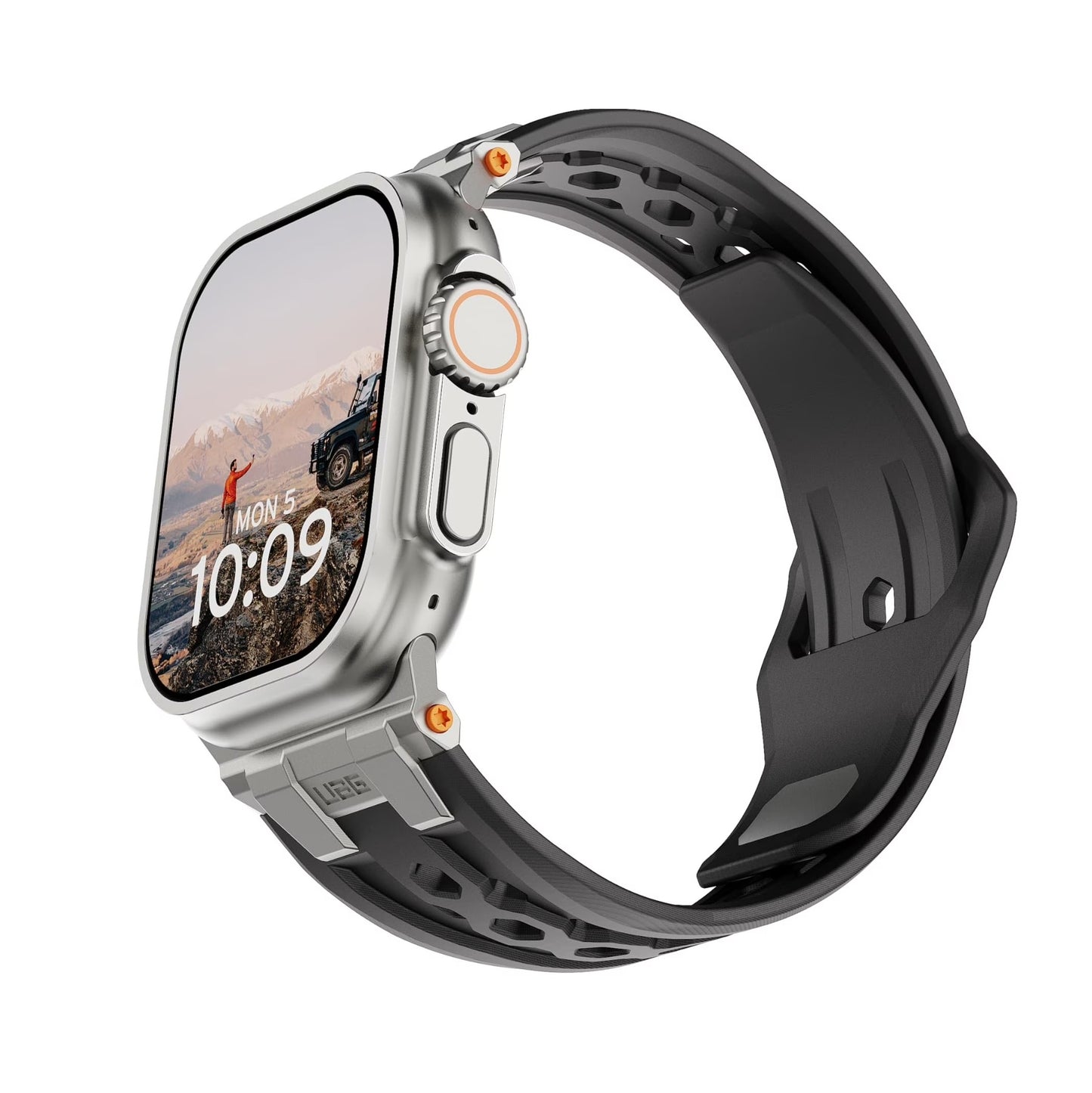 UAG iWatch Strap Premium Sport Breathable Monarch Band for iWatch 44/45/46/49MM - Black/Titanium