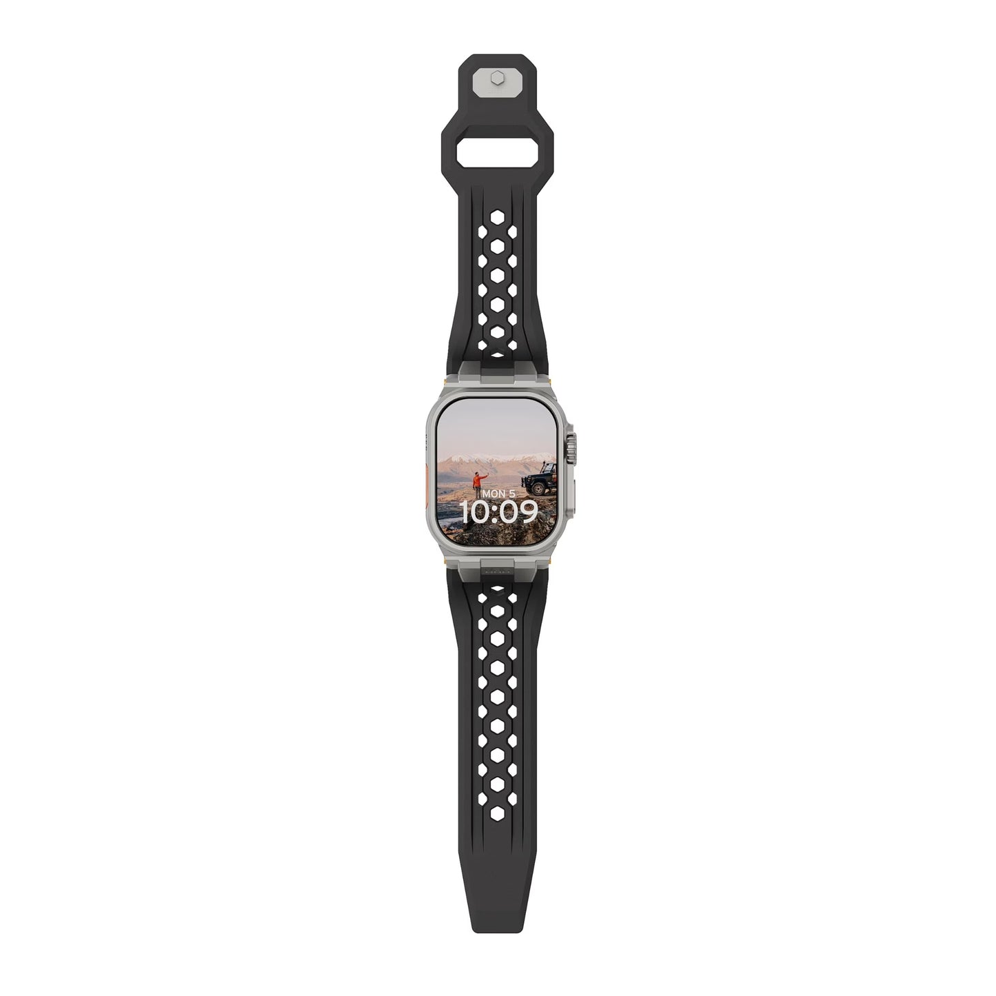 UAG iWatch Strap Premium Sport Breathable Monarch Band for iWatch 44/45/46/49MM - Black/Titanium