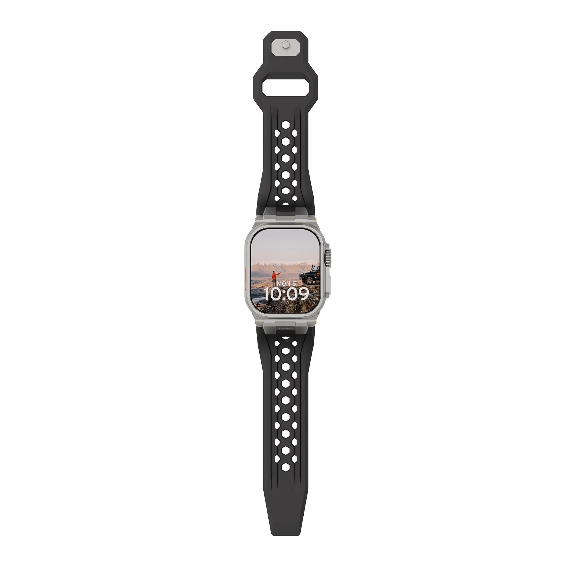 UAG iWatch Strap Premium Sport Breathable Monarch Band for iWatch 44/45/46/49MM - Black/Titanium