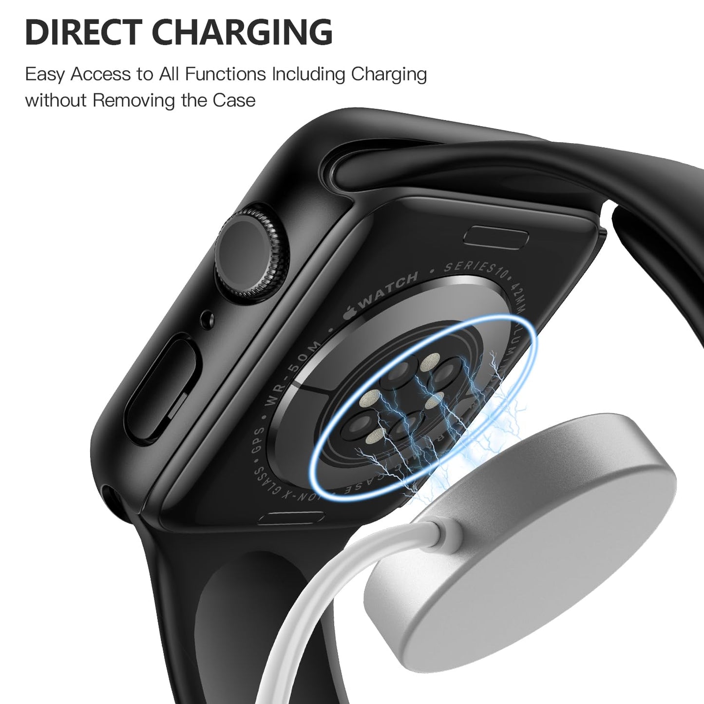iWatch Bumper Cover for Built-in Screen Protector Full Coverage Hard PC iWatch Case for 42MM - Black