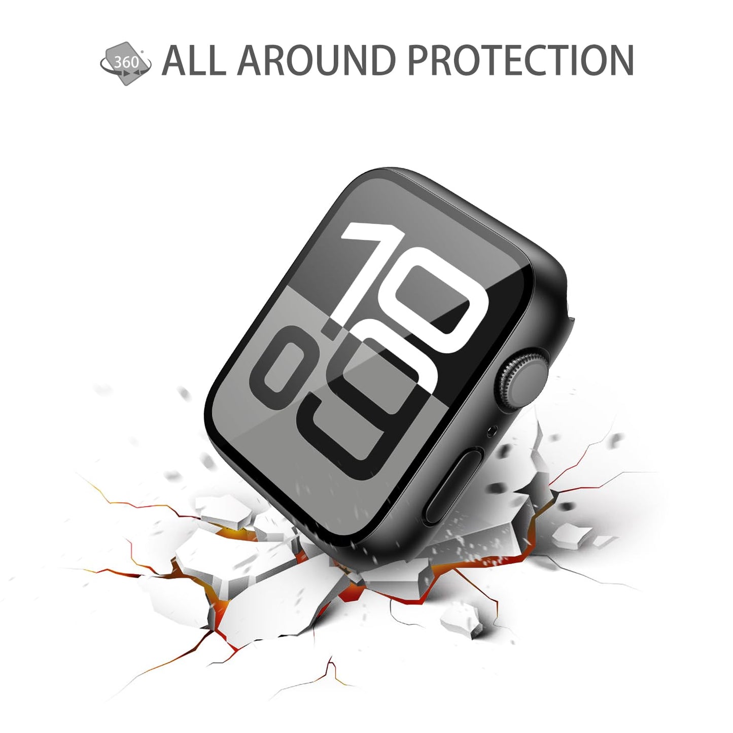 iWatch Bumper Cover for Built-in Screen Protector Full Coverage Hard PC iWatch Case for 42MM - Black