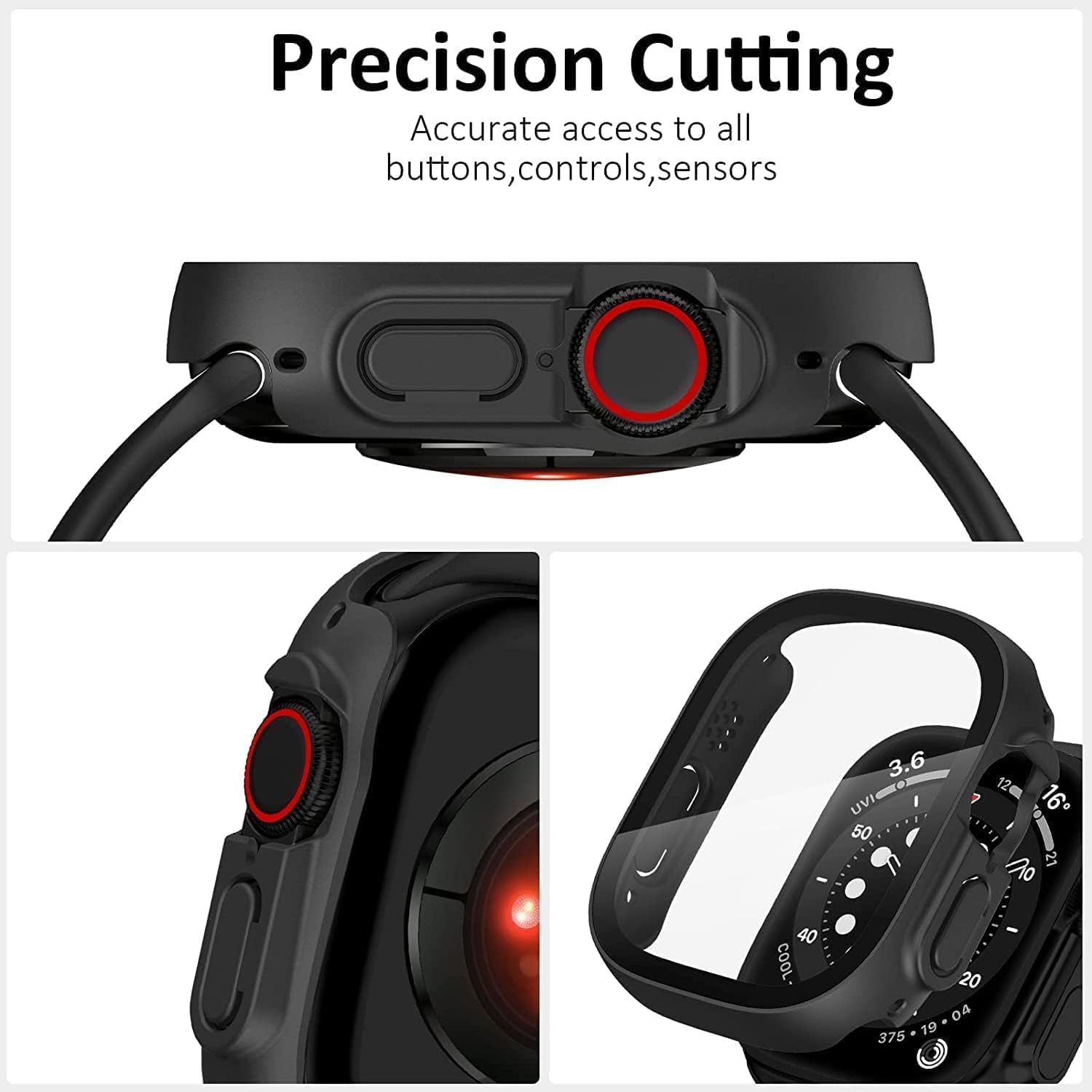 iWatch Bumper Cover for Built-in Screen Protector Full Coverage Hard PC Case for Watch Ultra/ Ultra 2 / Ultra3 49MM