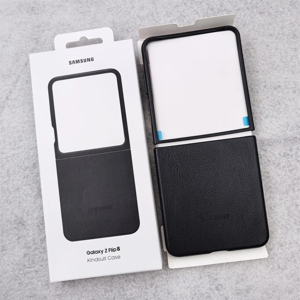 Samsung Galaxy Z Flip8 Leather Case, Slim Soft Inside - Black