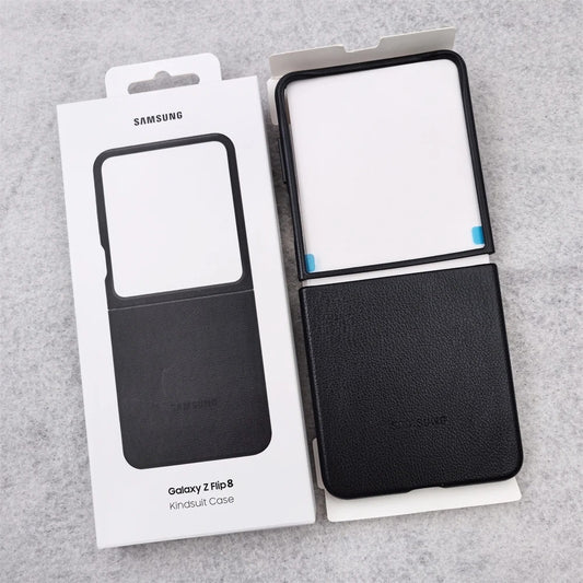 Samsung Galaxy Z Flip8 Leather Case, Slim Soft Inside - Black