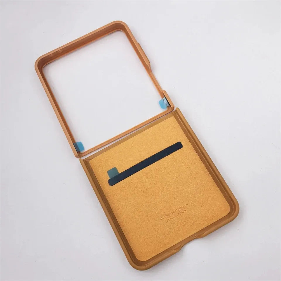Samsung Galaxy Z Flip8 Leather Case, Slim Soft Inside - Tan Brown