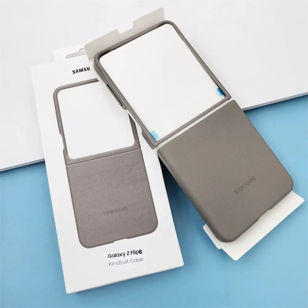 Samsung Galaxy Z Flip8 Leather Case, Slim Soft Inside - Desert Titanium