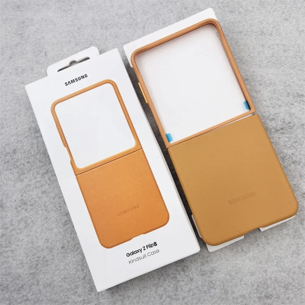 Samsung Galaxy Z Flip8 Leather Case, Slim Soft Inside - Tan Brown