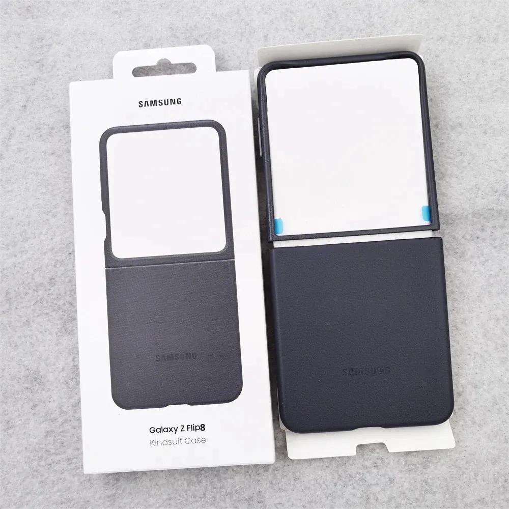 Samsung Galaxy Z Flip8 Leather Case, Slim Soft Inside - Dark Grey