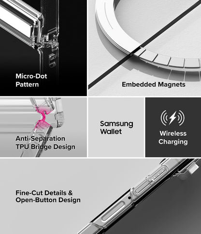 Samsung Z Flip8 Crystal Clear Anti Yellowing Case with Magsafe & Hinge Protection in built Front Glass