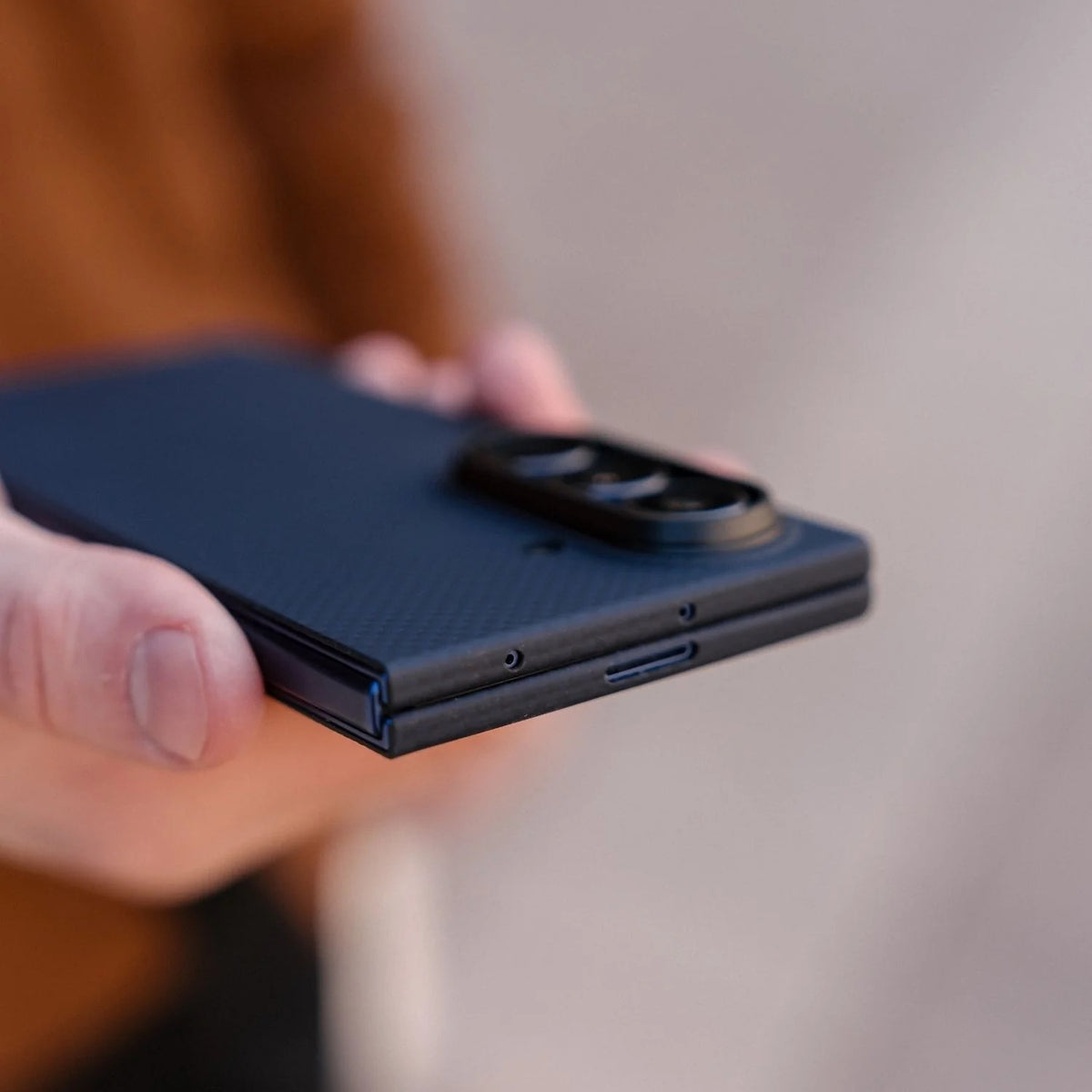 Samsung Galaxy Z Fold7 Real Carbon Fiber Case, 0.5mm Super Slim Original SLIVA Carbon Fiber with Magsafe - Black