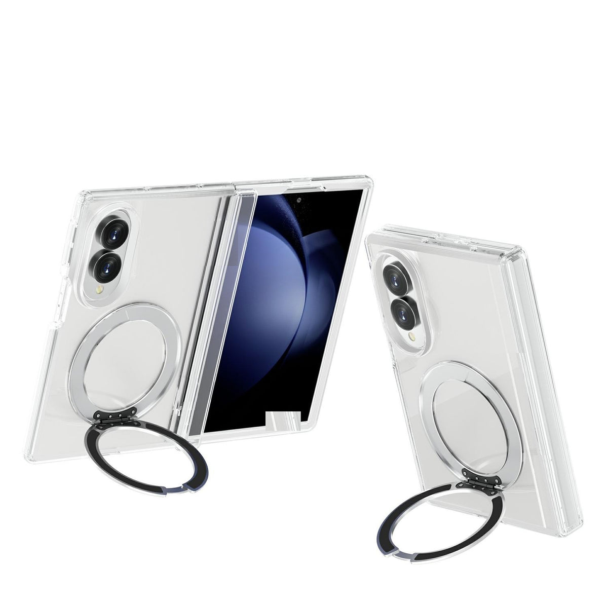 Samsung Z Fold8 Anti Yellowing Transparent Hinge Protection Case with 360° Rotation Metal Ring & Magsafe