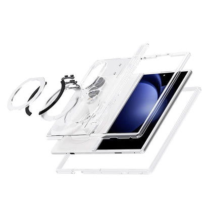 Samsung Z Fold8 Anti Yellowing Transparent Hinge Protection Case with 360° Rotation Metal Ring & Magsafe