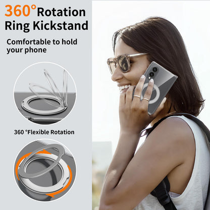 Samsung Z Fold8 Anti Yellowing Transparent Hinge Protection Case with 360° Rotation Metal Ring & Magsafe