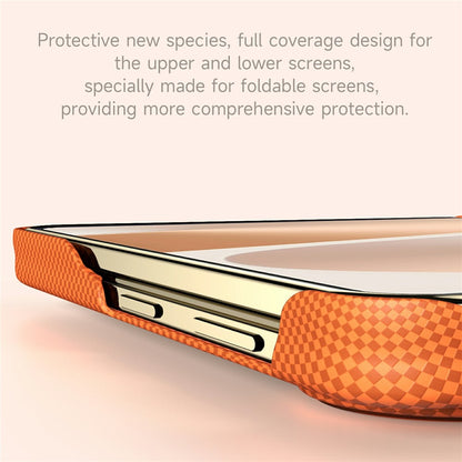 Samsung Z Fold8 SULADA Carbon Case, Kevlar Grid Textured Slim Case with Dual Frame Cover - Black