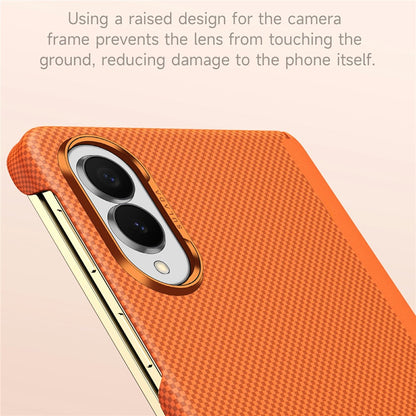 Samsung Z Fold8 SULADA Carbon Case, Kevlar Grid Textured Slim Case with Dual Frame Cover - Black