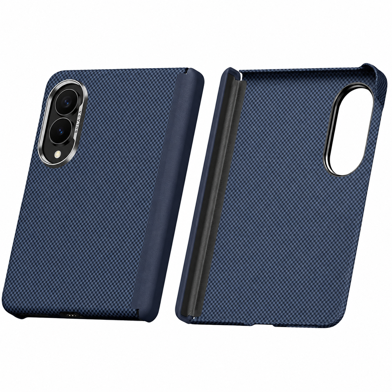 Samsung Z Fold8 SULADA Carbon Case, Kevlar Grid Textured Slim Case with Dual Frame Cover - Blue