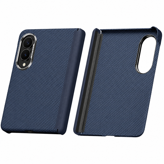 Samsung Z Fold8 SULADA Carbon Case, Kevlar Grid Textured Slim Case with Dual Frame Cover - Blue