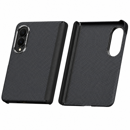 Samsung Z Fold8 SULADA Carbon Case, Kevlar Grid Textured Slim Case with Dual Frame Cover - Black