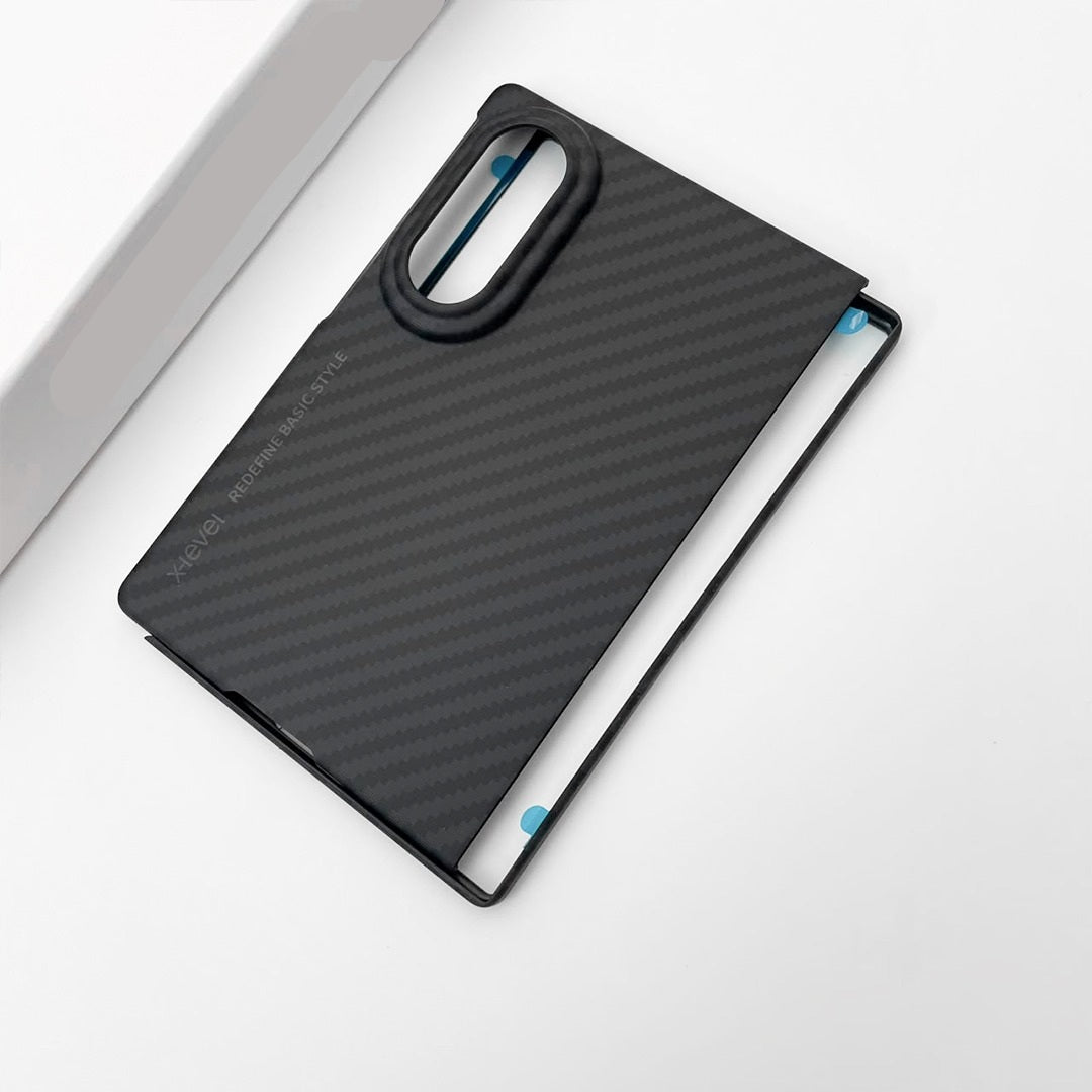 Samsung Z Fold8 Carbon Fiber Case, X-level 0.6mm Thin Carbon Fiber Back Cover - Black
