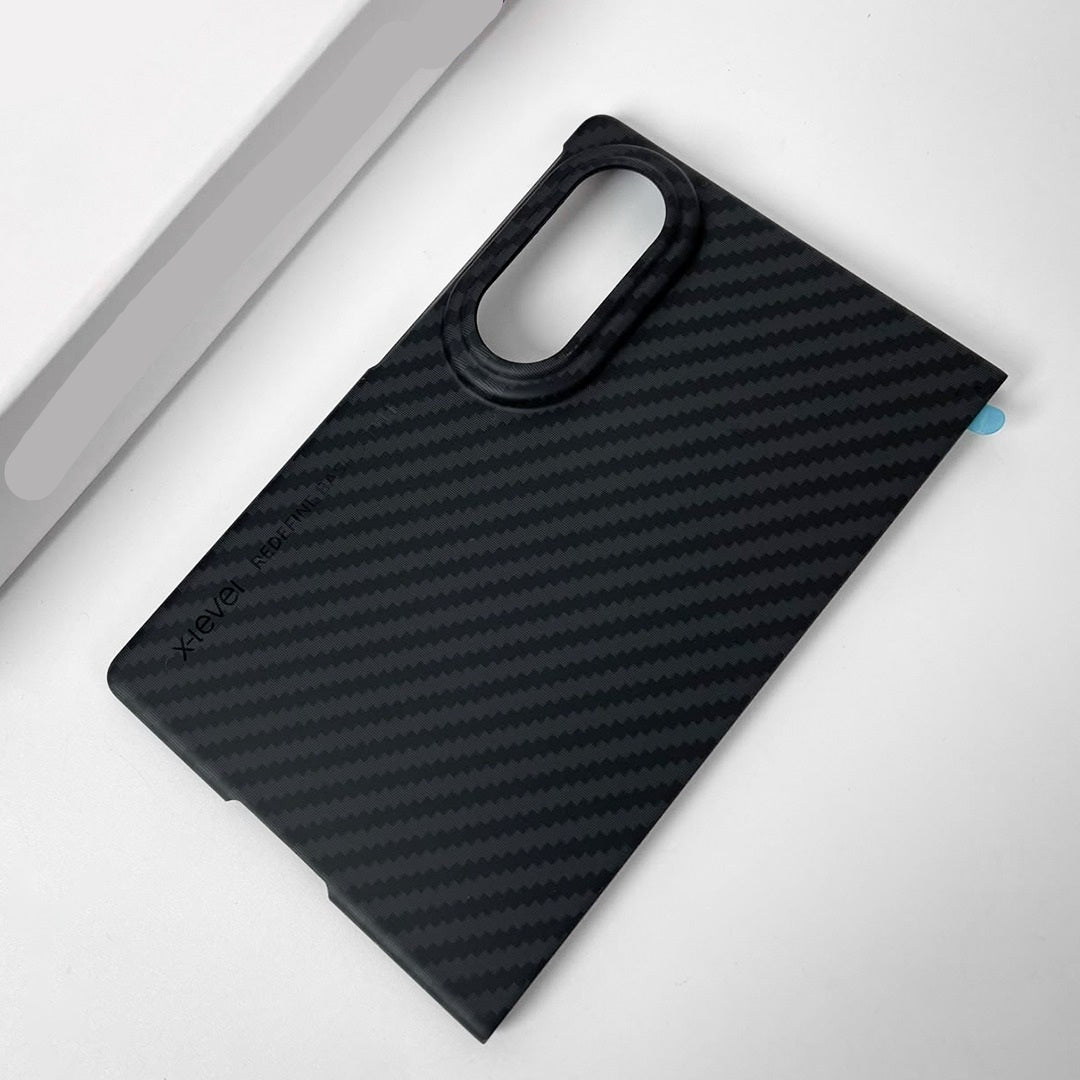 Samsung Z Fold8 Carbon Fiber Case, X-level 0.6mm Thin Carbon Fiber Back Cover - Black