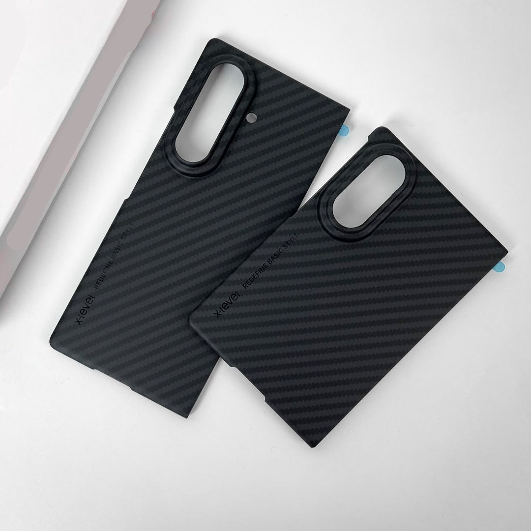 Samsung Z Fold8 Carbon Fiber Case, X-level 0.6mm Thin Carbon Fiber Back Cover - Black