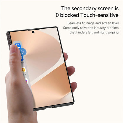 Samsung Z Fold8 SULADA Carbon Case, Kevlar Woven Carbon Texture Magnetic Cover with Hinge Protection Magsafe (No Front) - Sunset
