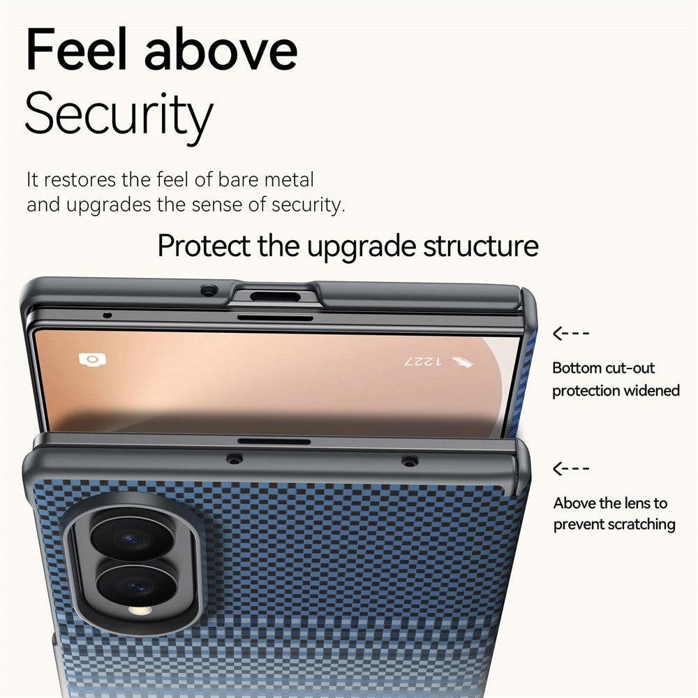 Samsung Z Fold8 SULADA Carbon Case, Kevlar Woven Carbon Texture Magnetic Cover with Hinge Protection Magsafe (No Front) - Sunset