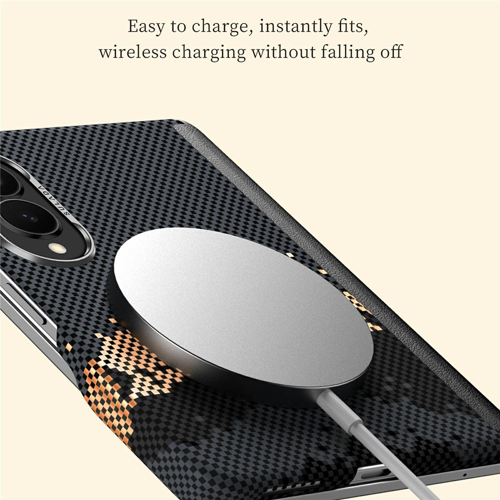 Samsung Z Fold8 SULADA Carbon Case, Golden Mountain Pattern Slim Case, Dual Frame with Magsafe