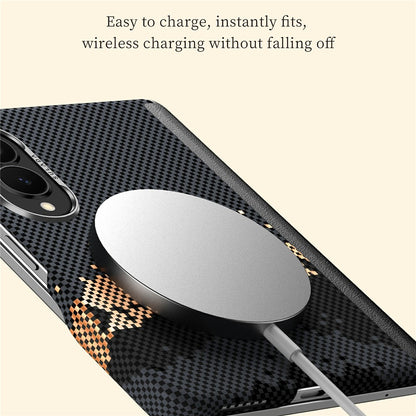 Samsung Z Fold8 SULADA Carbon Case, Golden Mountain Pattern Slim Case, Dual Frame with Magsafe