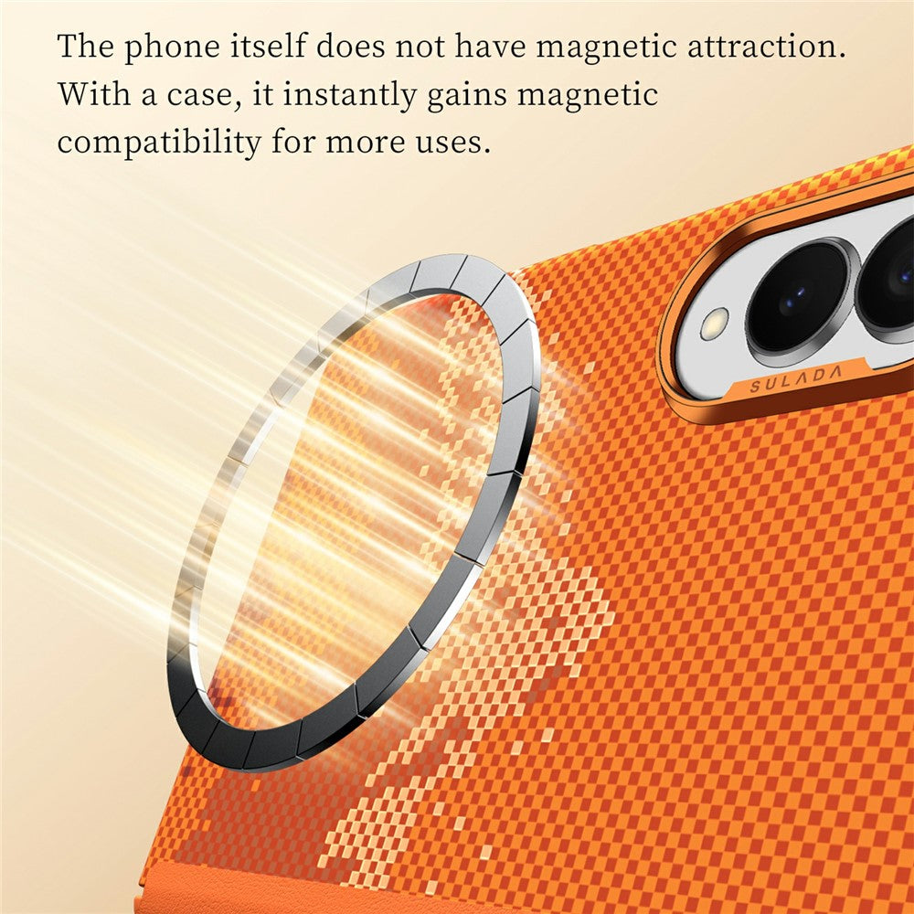 Samsung Z Fold8 SULADA Carbon Case, Golden Mountain Pattern Slim Case, Dual Frame with Magsafe