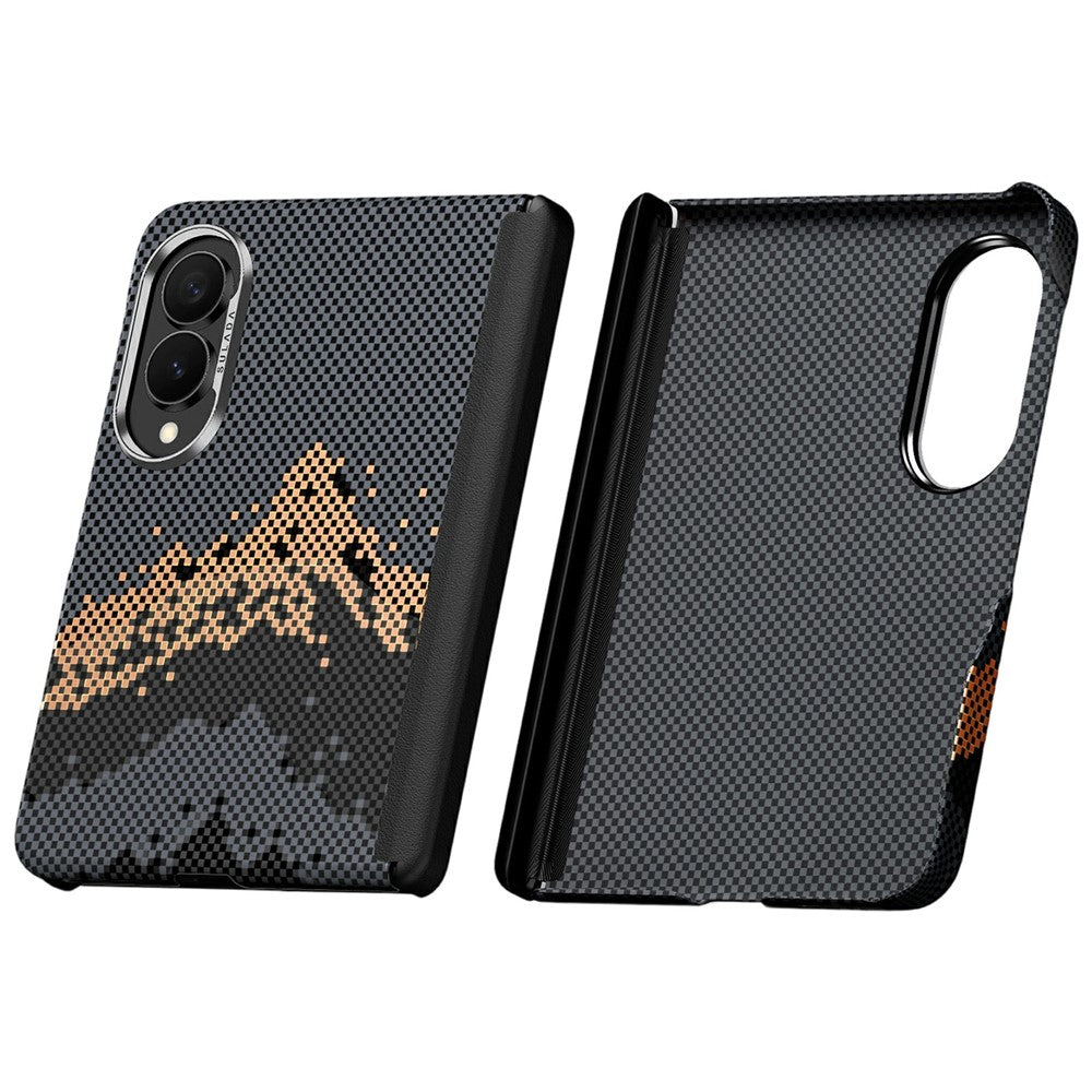 Samsung Z Fold8 SULADA Carbon Case, Golden Mountain Pattern Slim Case, Dual Frame with Magsafe