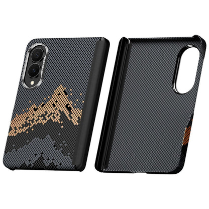 Samsung Z Fold8 SULADA Carbon Case, Golden Mountain Pattern Slim Case, Dual Frame with Magsafe