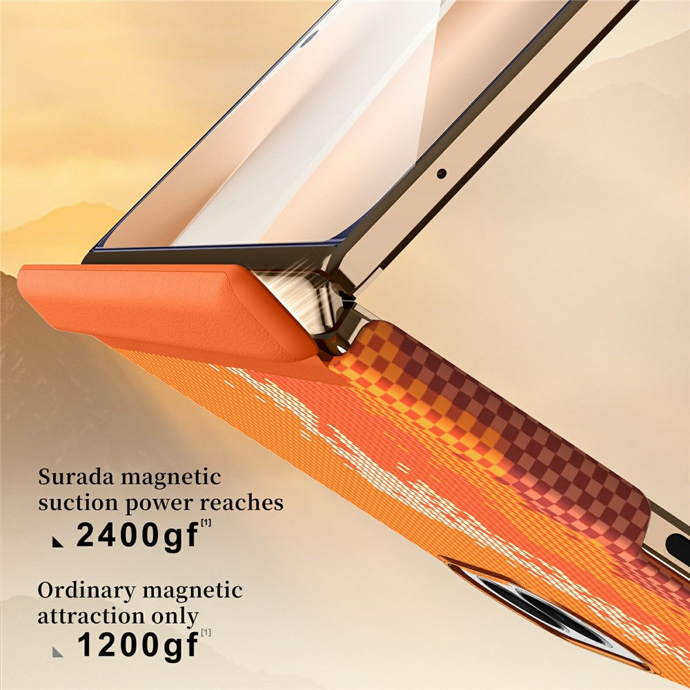 Samsung Z Fold8 SULADA Carbon Case, Golden Mountain Pattern Slim Case, Dual Frame with Magsafe