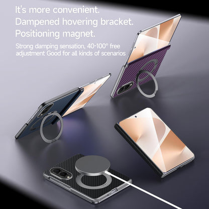 Samsung Fold8 SULADA Kevlar Carbon Fiber Texture Hinge Cover with Magsafe & Kickstand - Blue (Only Back)