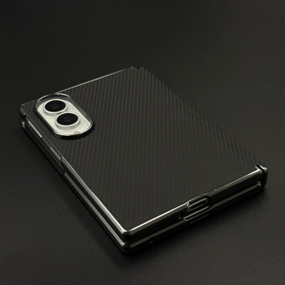Samsung Galaxy Z Fold8 Leather Carbon Texture Case with Hinge Protection & inbuilt Front Glass - Black