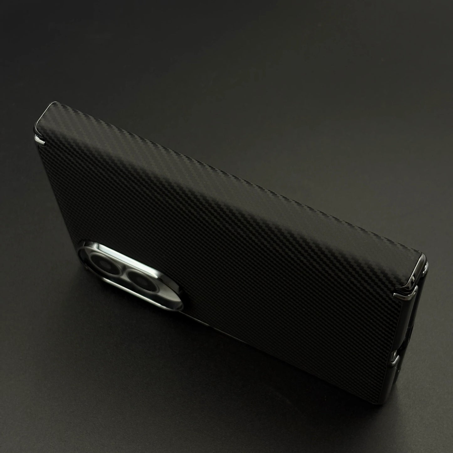 Samsung Galaxy Z Fold8 Leather Carbon Texture Case with Hinge Protection & inbuilt Front Glass - Black
