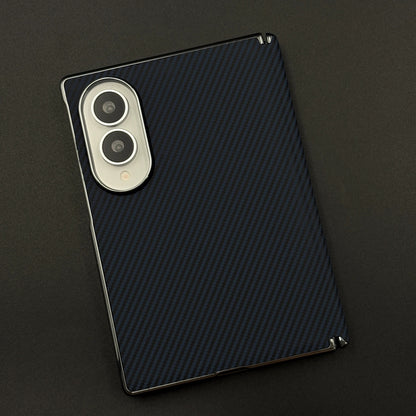 Samsung Galaxy Z Fold8 Leather Carbon Texture Case with Hinge Protection & inbuilt Front Glass - Blue
