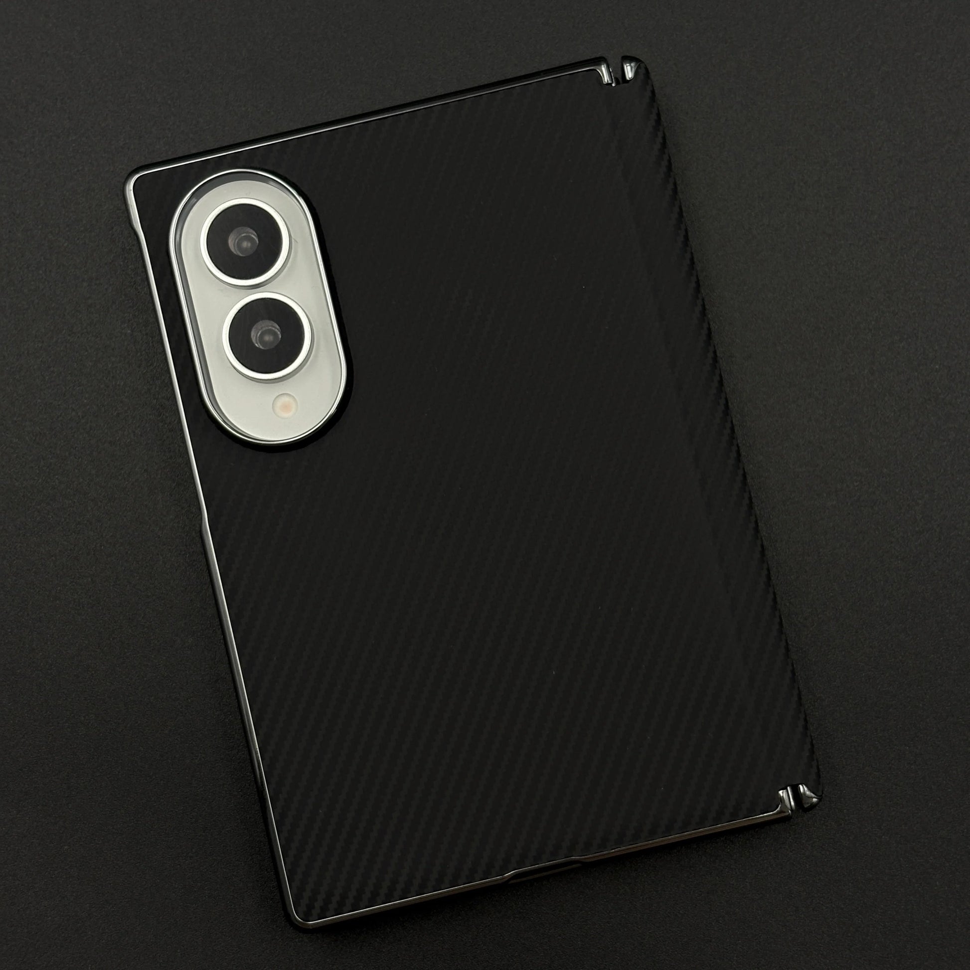 Samsung Galaxy Z Fold8 Leather Carbon Texture Case with Hinge Protection & inbuilt Front Glass - Black