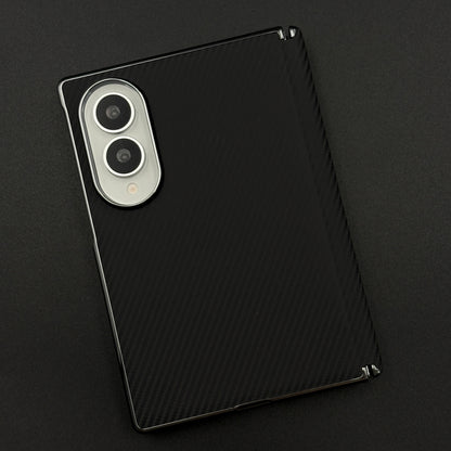 Samsung Galaxy Z Fold8 Leather Carbon Texture Case with Hinge Protection & inbuilt Front Glass - Black