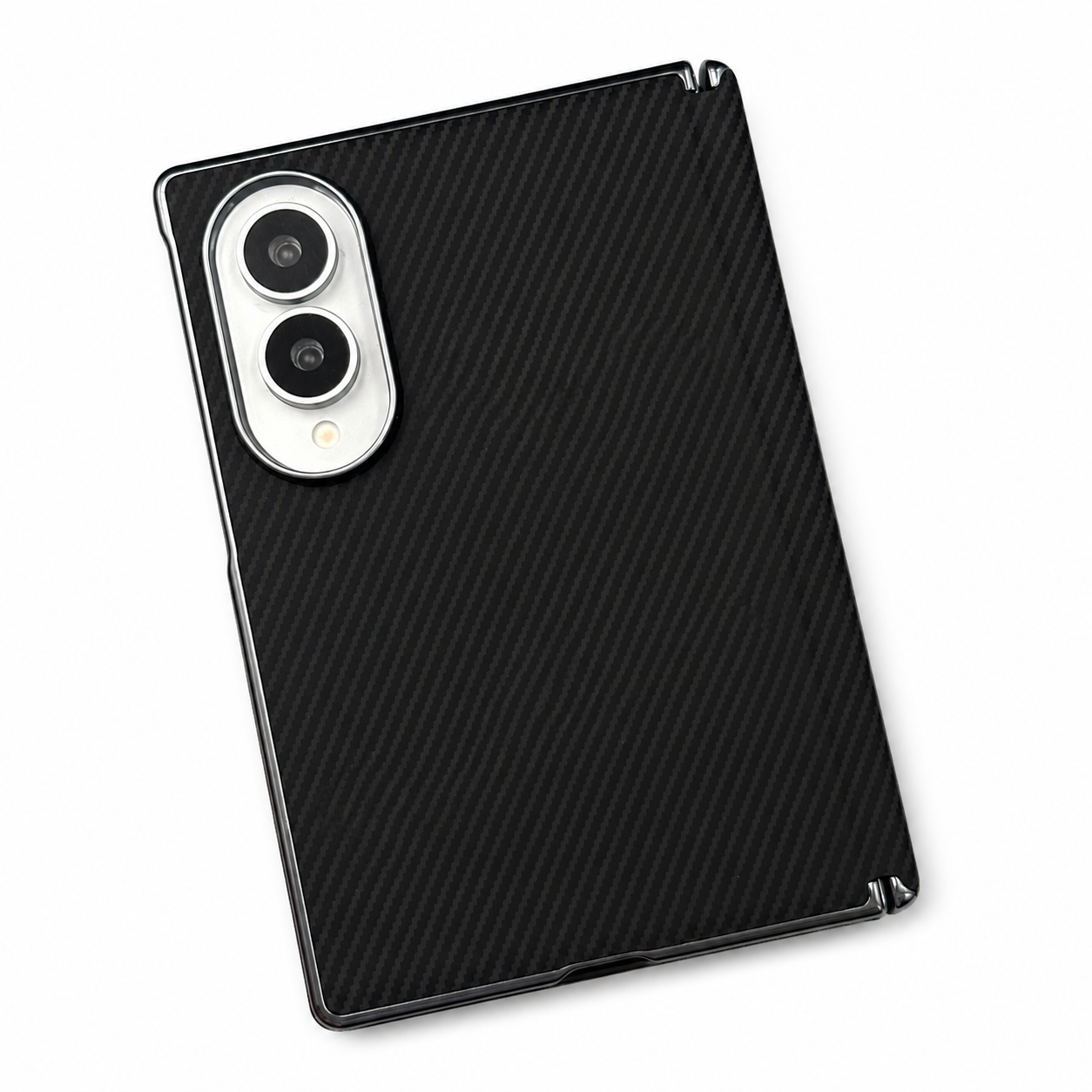Samsung Galaxy Z Fold8 Leather Carbon Texture Case with Hinge Protection & inbuilt Front Glass - Black