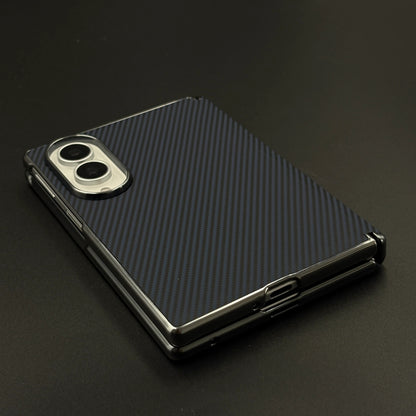 Samsung Galaxy Z Fold8 Leather Carbon Texture Case with Hinge Protection & inbuilt Front Glass - Blue