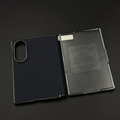 Samsung Galaxy Z Fold8 Leather Carbon Texture Case with Hinge Protection & inbuilt Front Glass - Blue