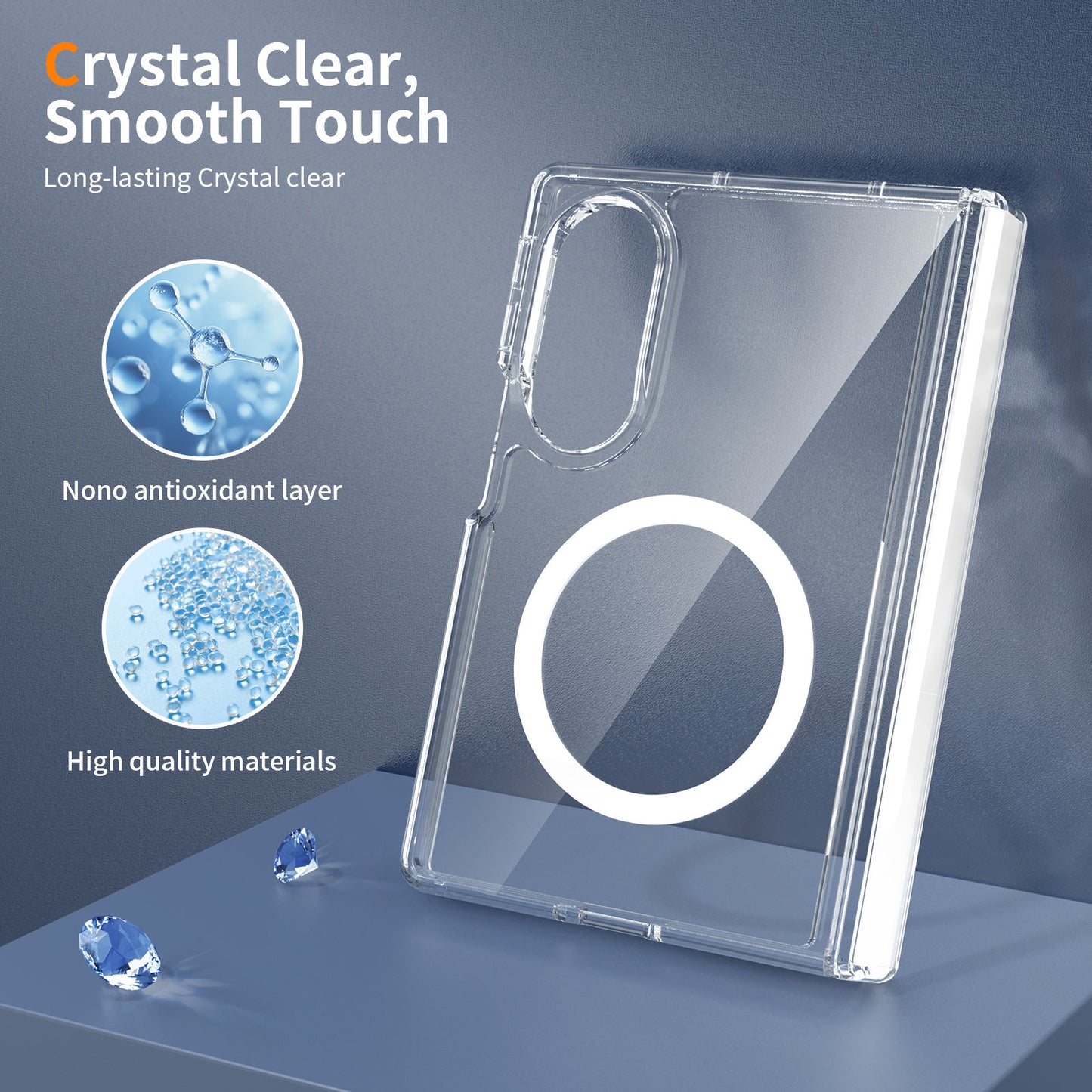 Samsung Z Fold8 Transparent Case, Cristal Clear Anti-Yellowing Magnetic Magsafe Case with Hinge Protection